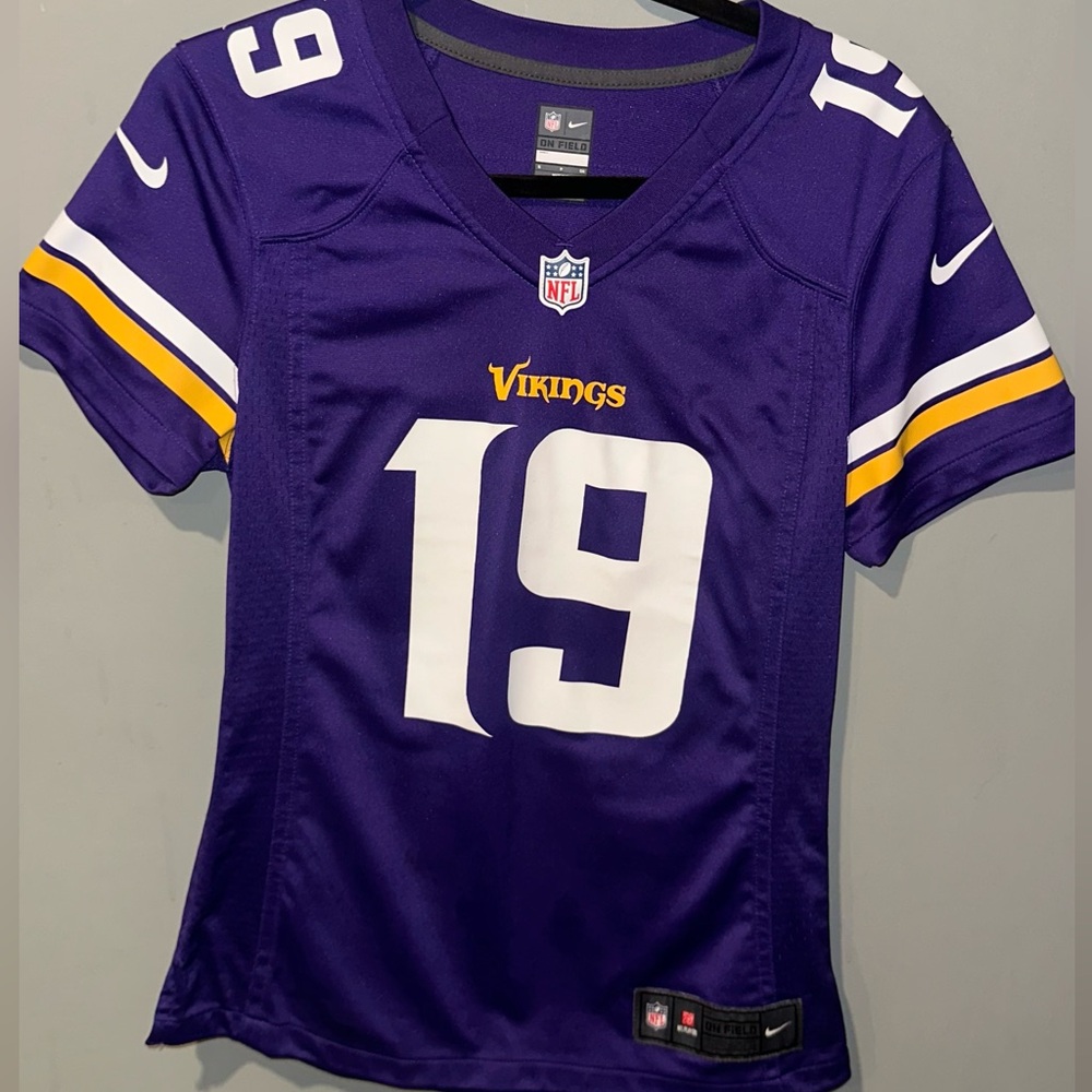 Nike Women's Purple Vikings Jersey with White and Gold Accents